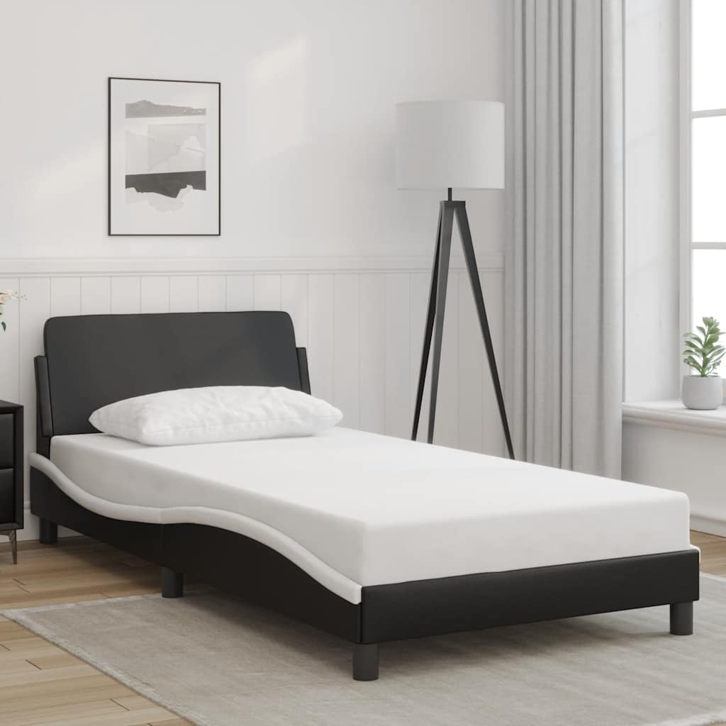 Bettgestell "Dover" Schwarz und Weiß 100x200 cm Kunstleder