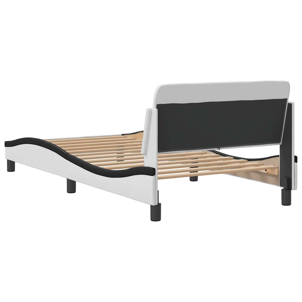 Bettgestell "Dover" Weiß und Schwarz 100x200 cm Kunstleder