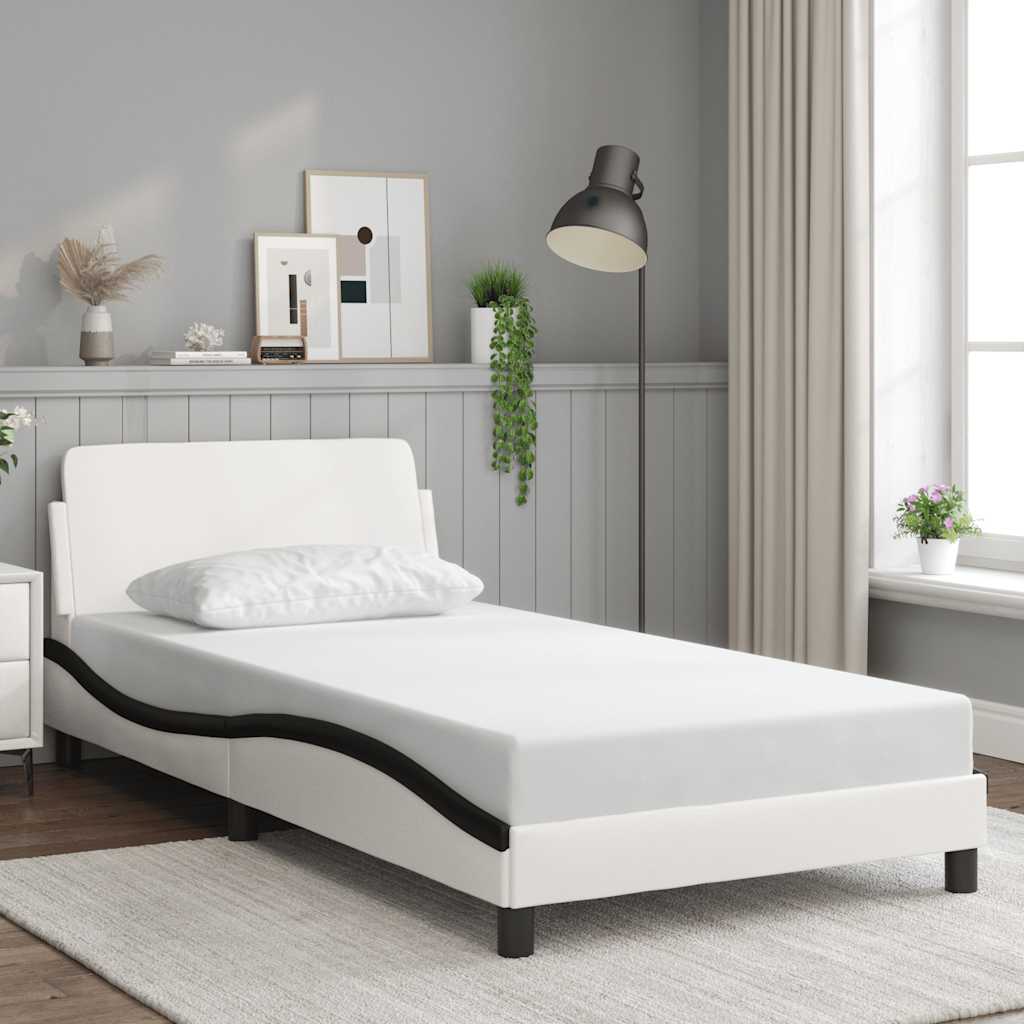 Bettgestell "Dover" Weiß und Schwarz 100x200 cm Kunstleder