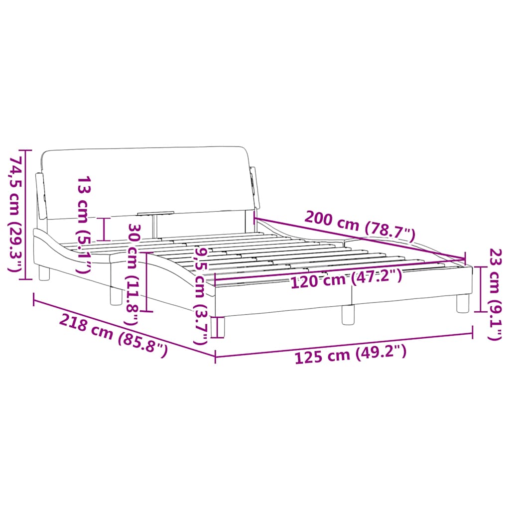 Bettgestell mit Kopfteil "Dover" Blau 120x200 cm Stoff