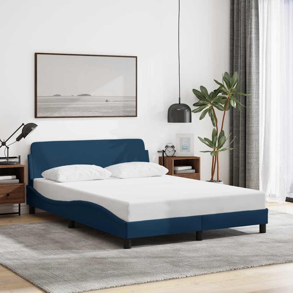 Bettgestell mit Kopfteil "Dover" Blau 120x200 cm Stoff