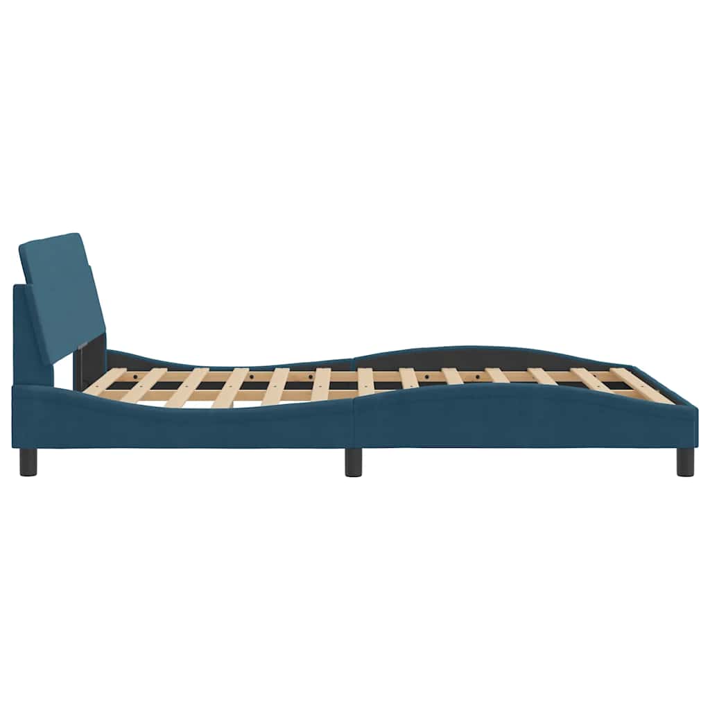 Bettgestell mit Kopfteil "Dover" Blau 120x200 cm Samt