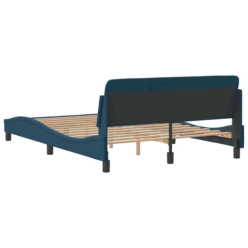 Bettgestell mit Kopfteil "Dover" Blau 120x200 cm Samt