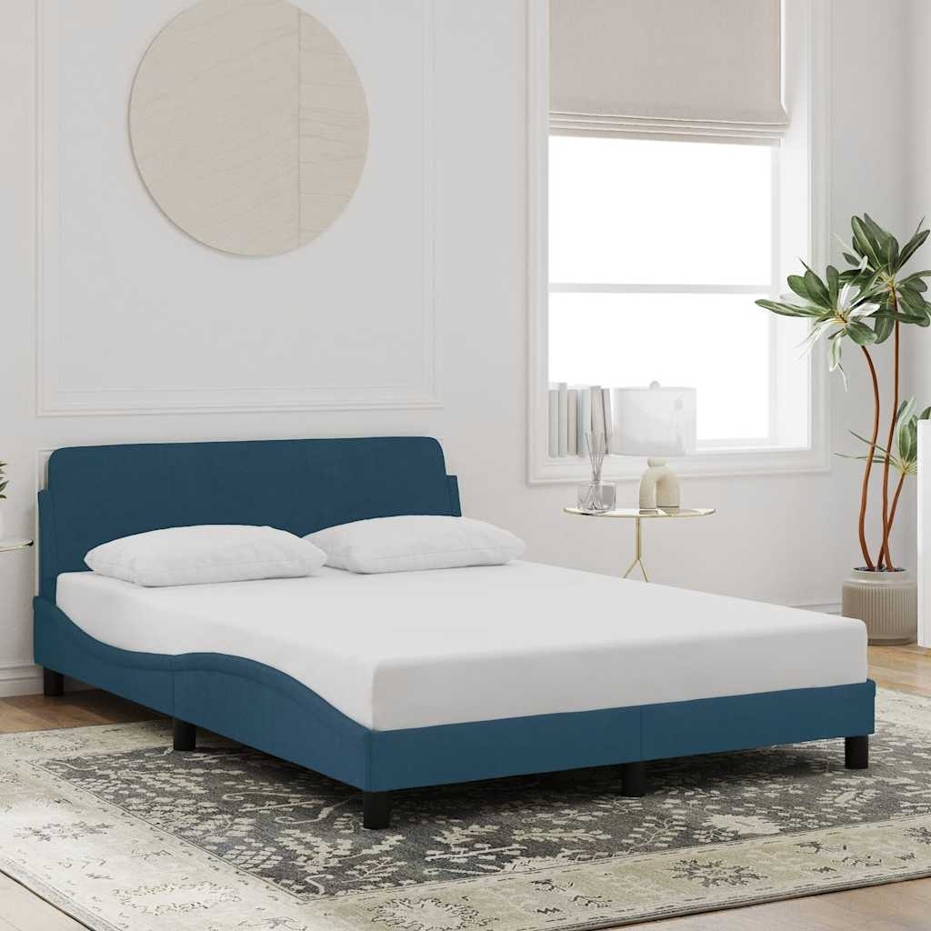 Bettgestell mit Kopfteil "Dover" Blau 120x200 cm Samt