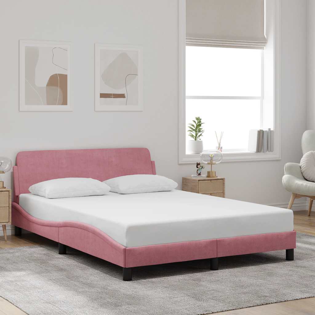 Bettgestell mit Kopfteil "Dover" Rosa 120x200 cm Samt