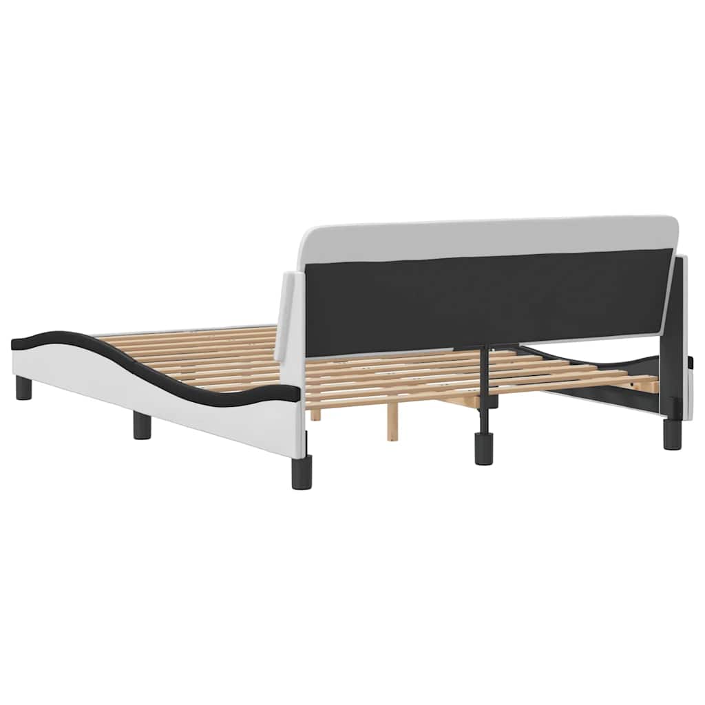 Bettgestell "Dover" Weiß und Schwarz 120x200 cm Kunstleder