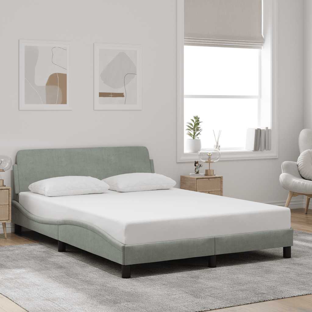 Bettgestell "Dover" Hellgrau 140x190 cm Samt