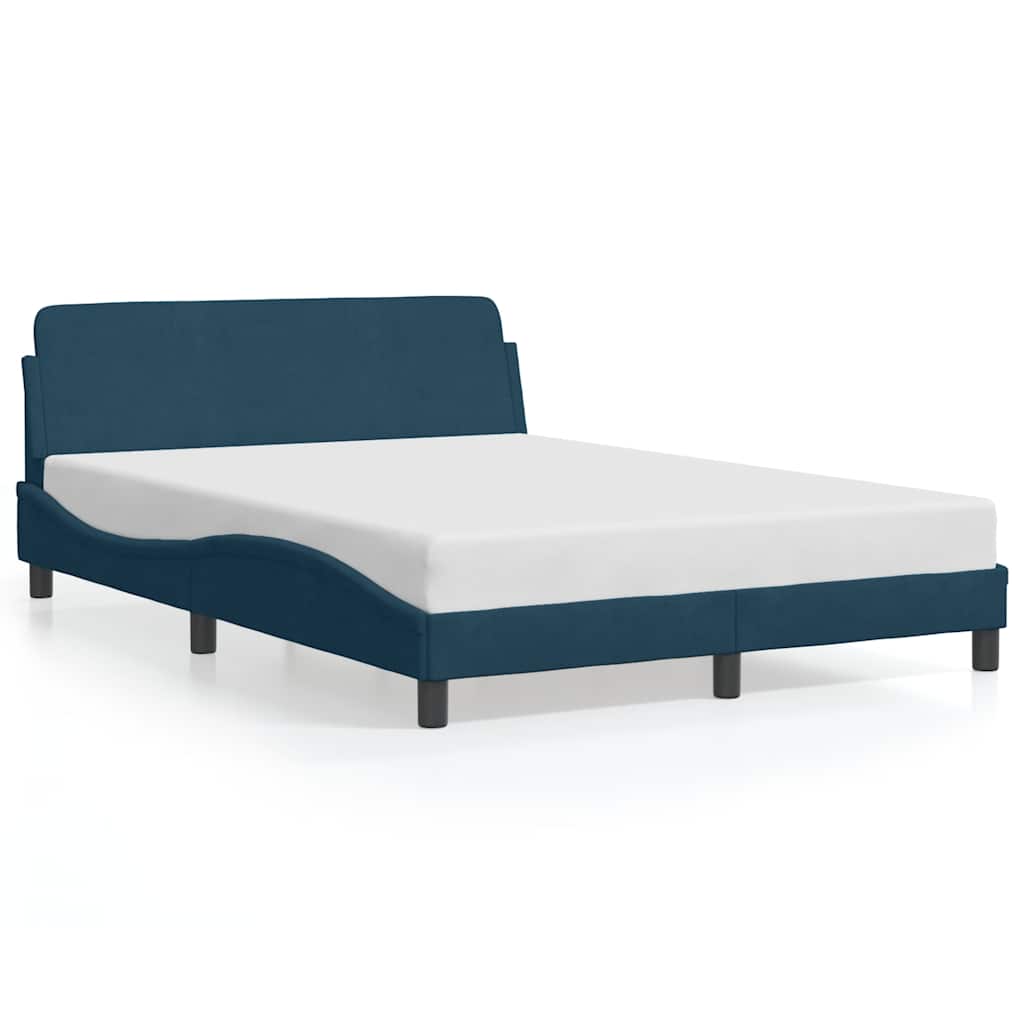Bettgestell mit Kopfteil "Dover" Blau 140x190 cm Samt