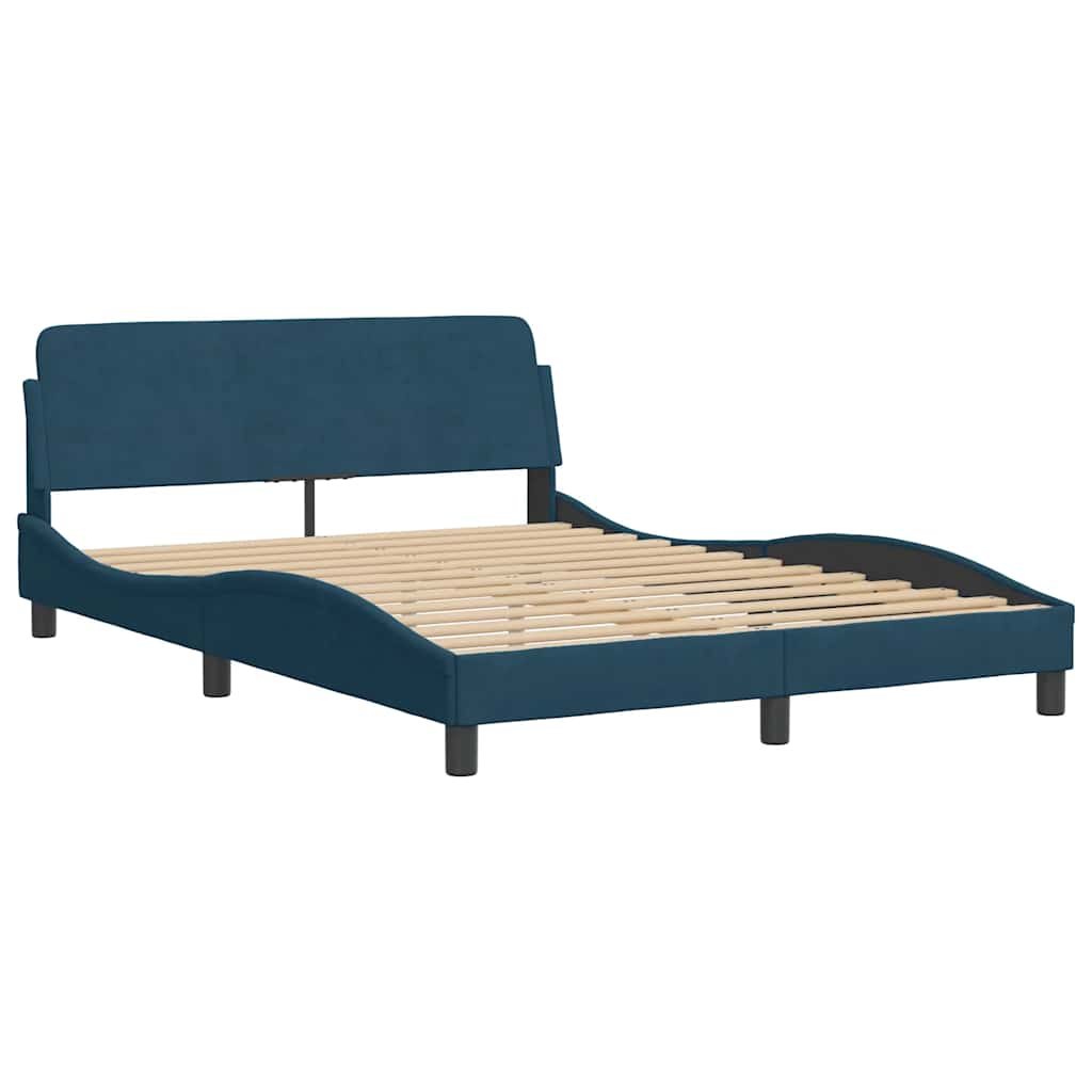 Bettgestell mit Kopfteil "Dover" Blau 140x190 cm Samt