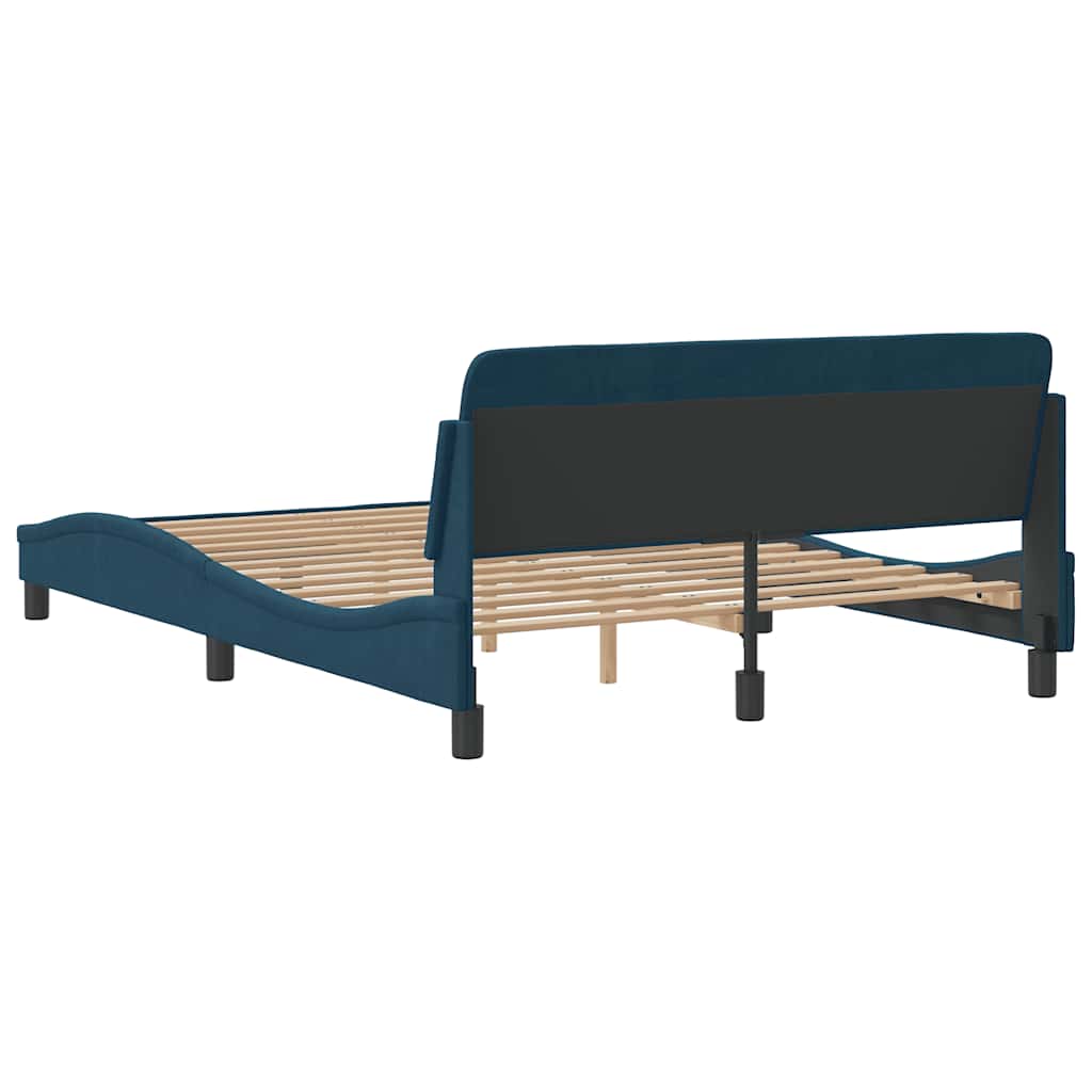 Bettgestell mit Kopfteil "Dover" Blau 140x190 cm Samt