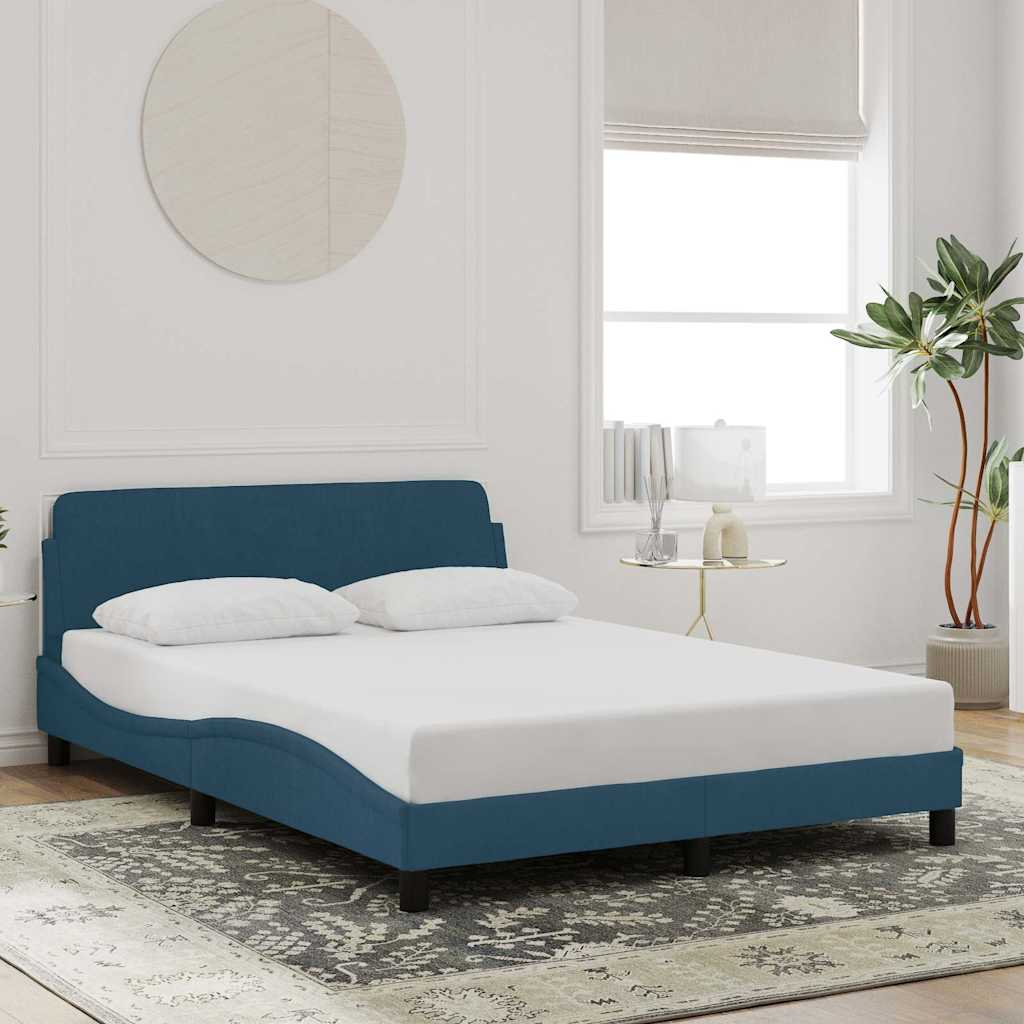 Bettgestell mit Kopfteil "Dover" Blau 140x190 cm Samt