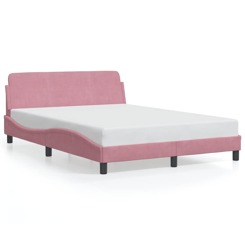 Bettgestell mit Kopfteil "Dover" Rosa 140x190 cm Samt