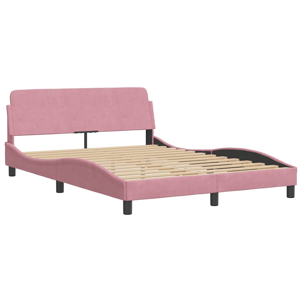 Bettgestell mit Kopfteil "Dover" Rosa 140x190 cm Samt