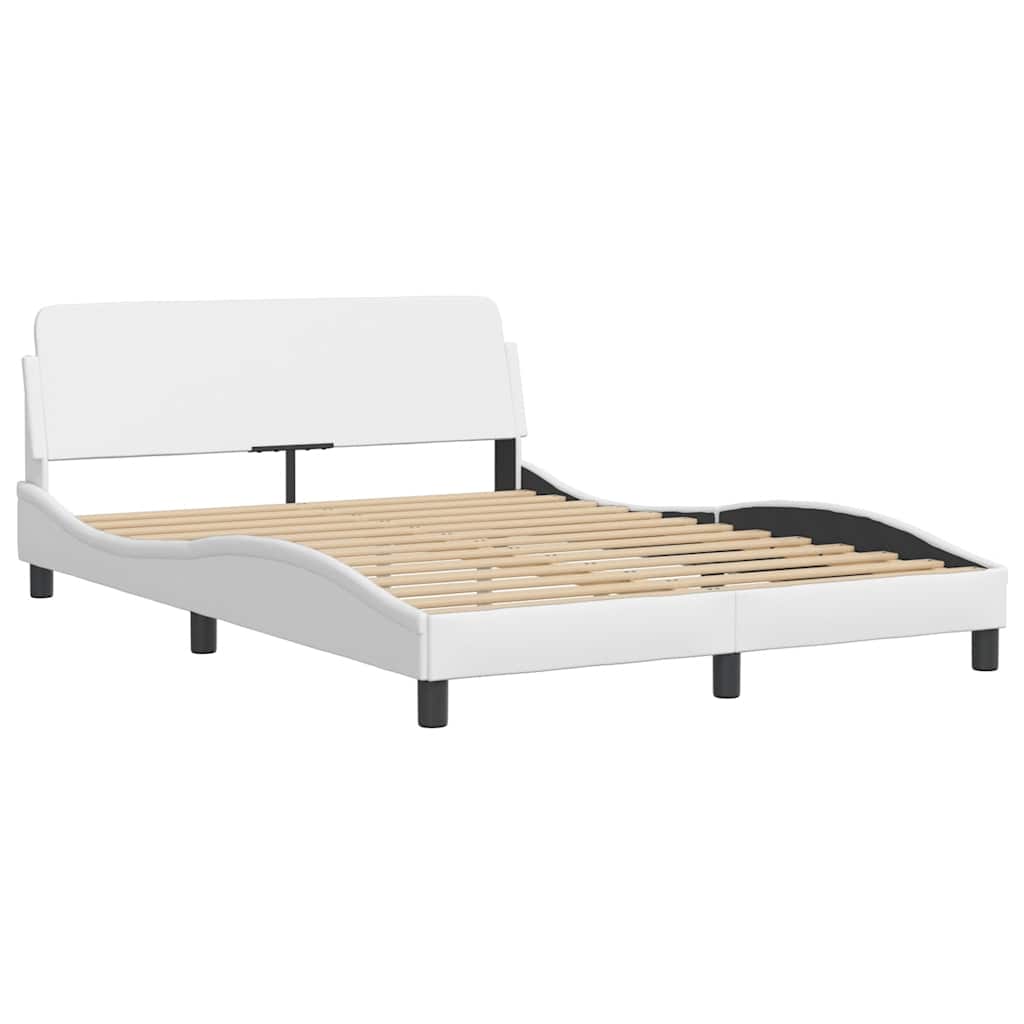 Bettgestell "Dover" Weiß 140x190 cm Kunstleder