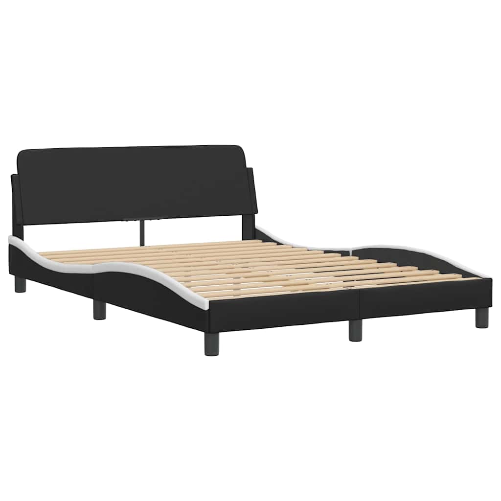 Bettgestell "Dover" Schwarz und Weiß 140x190 cm Kunstleder