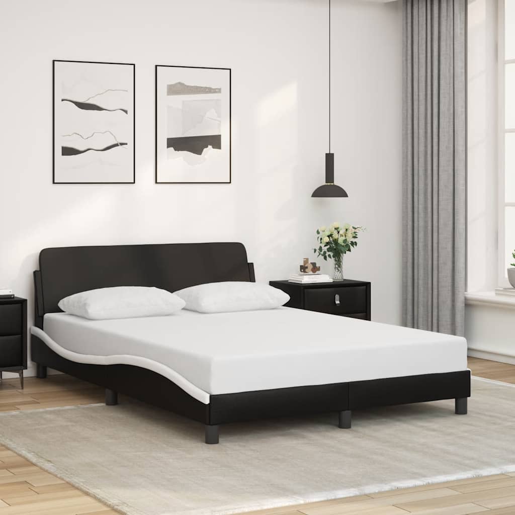 Bettgestell "Dover" Schwarz und Weiß 140x190 cm Kunstleder