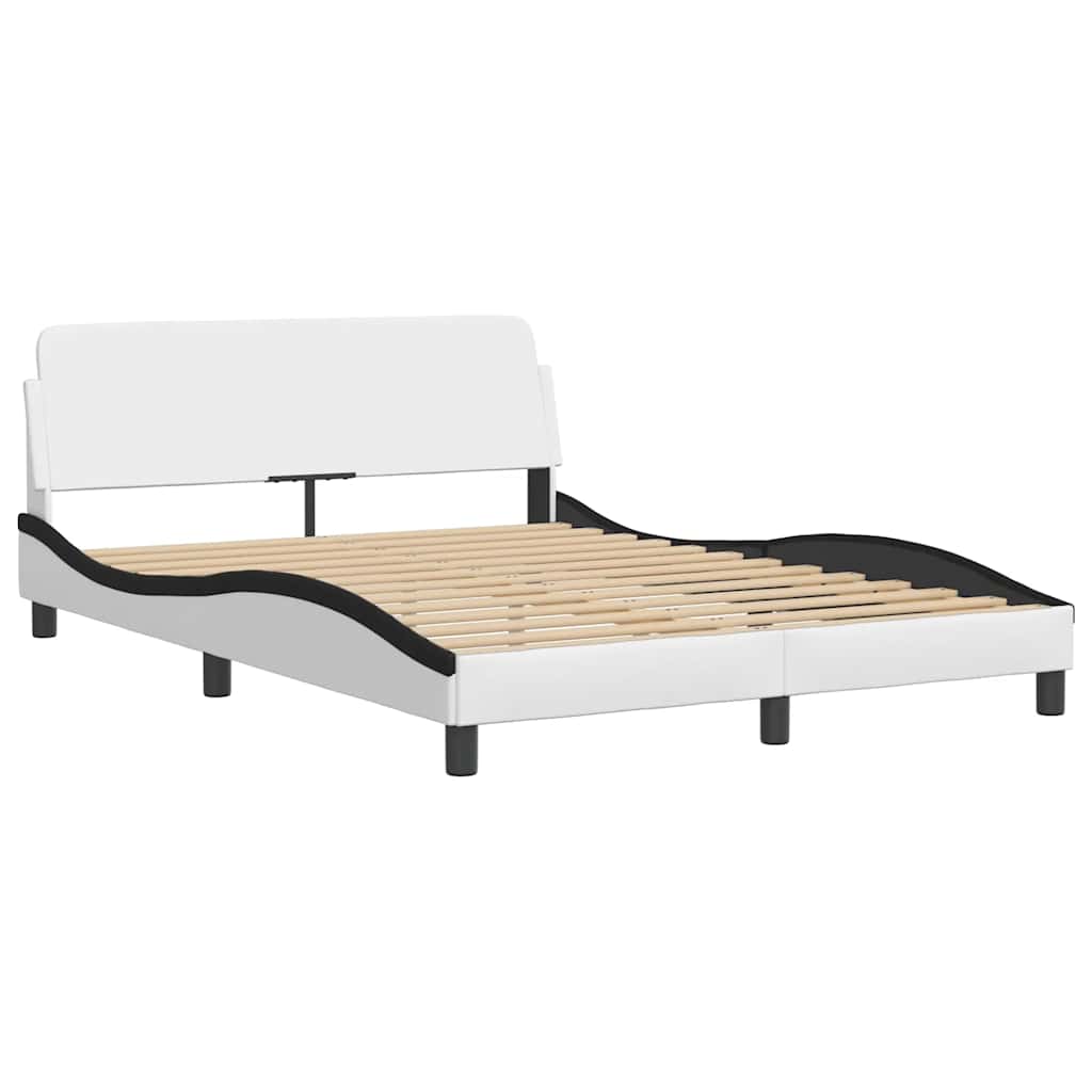 Bettgestell "Dover" Weiß und Schwarz 140x190 cm Kunstleder