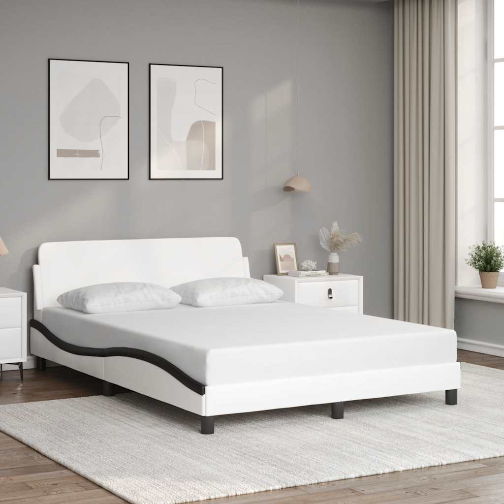 Bettgestell "Dover" Weiß und Schwarz 140x190 cm Kunstleder