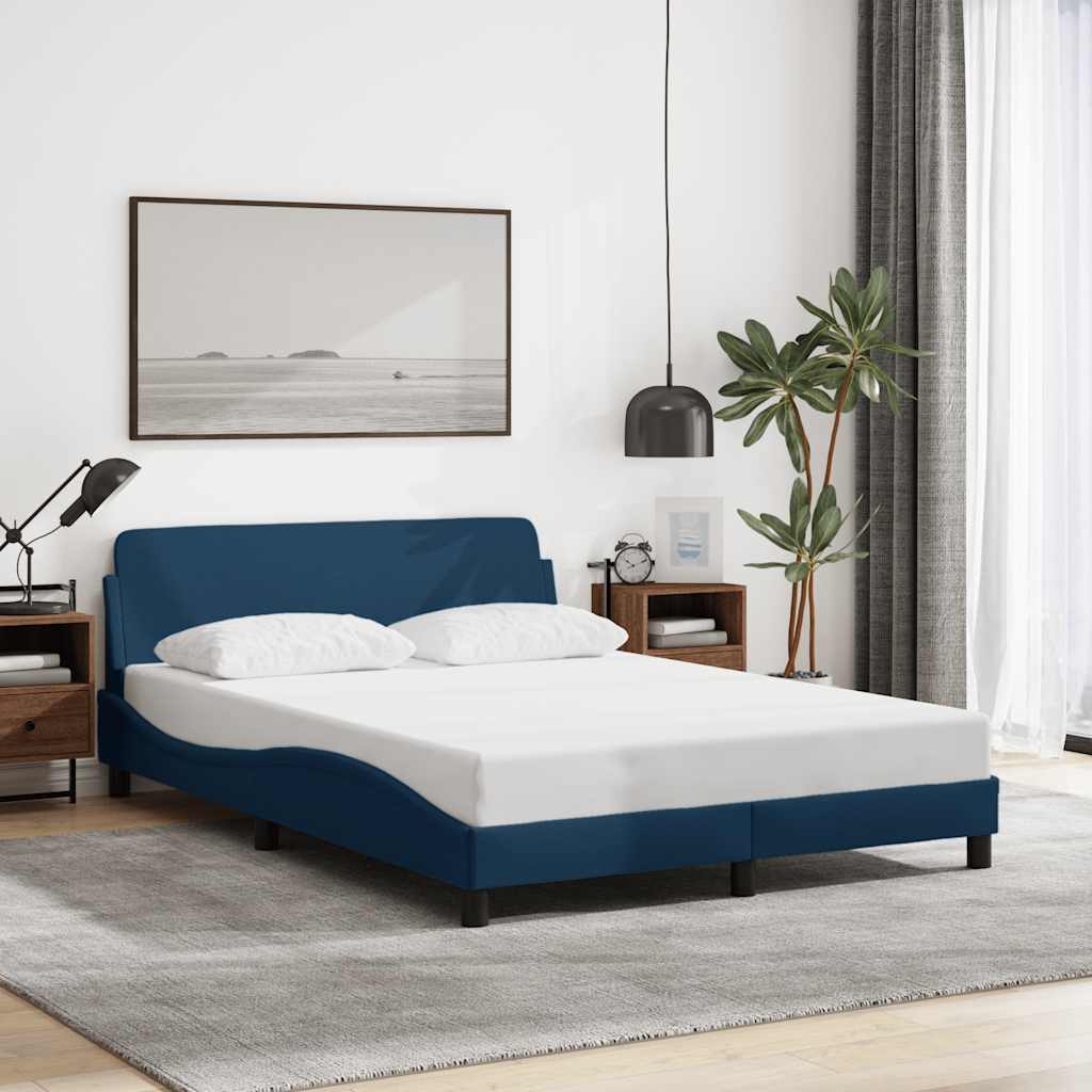 Bettgestell mit Kopfteil "Dover" Blau 140x200 cm Stoff