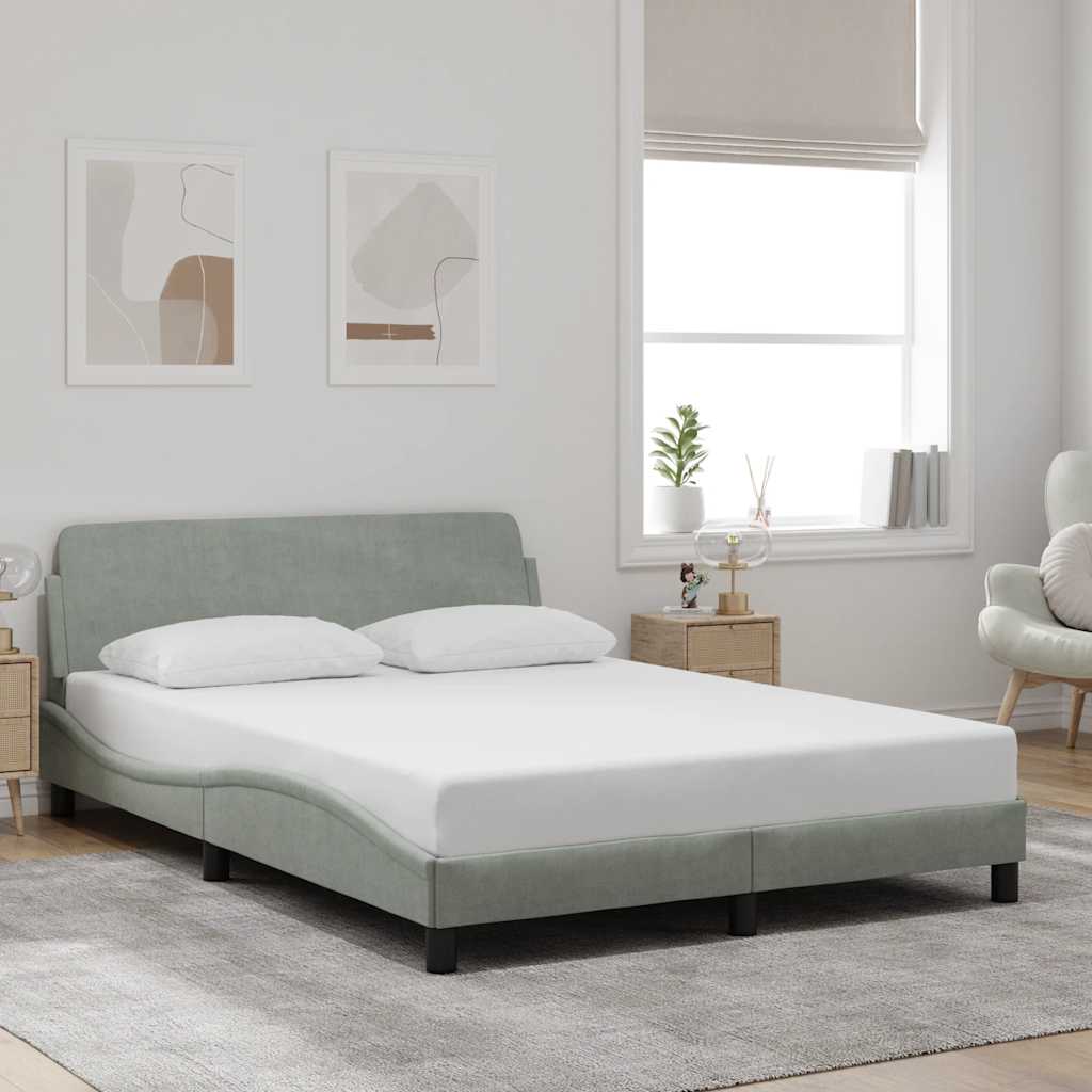 Bettgestell "Dover" Hellgrau 140x200 cm Samt