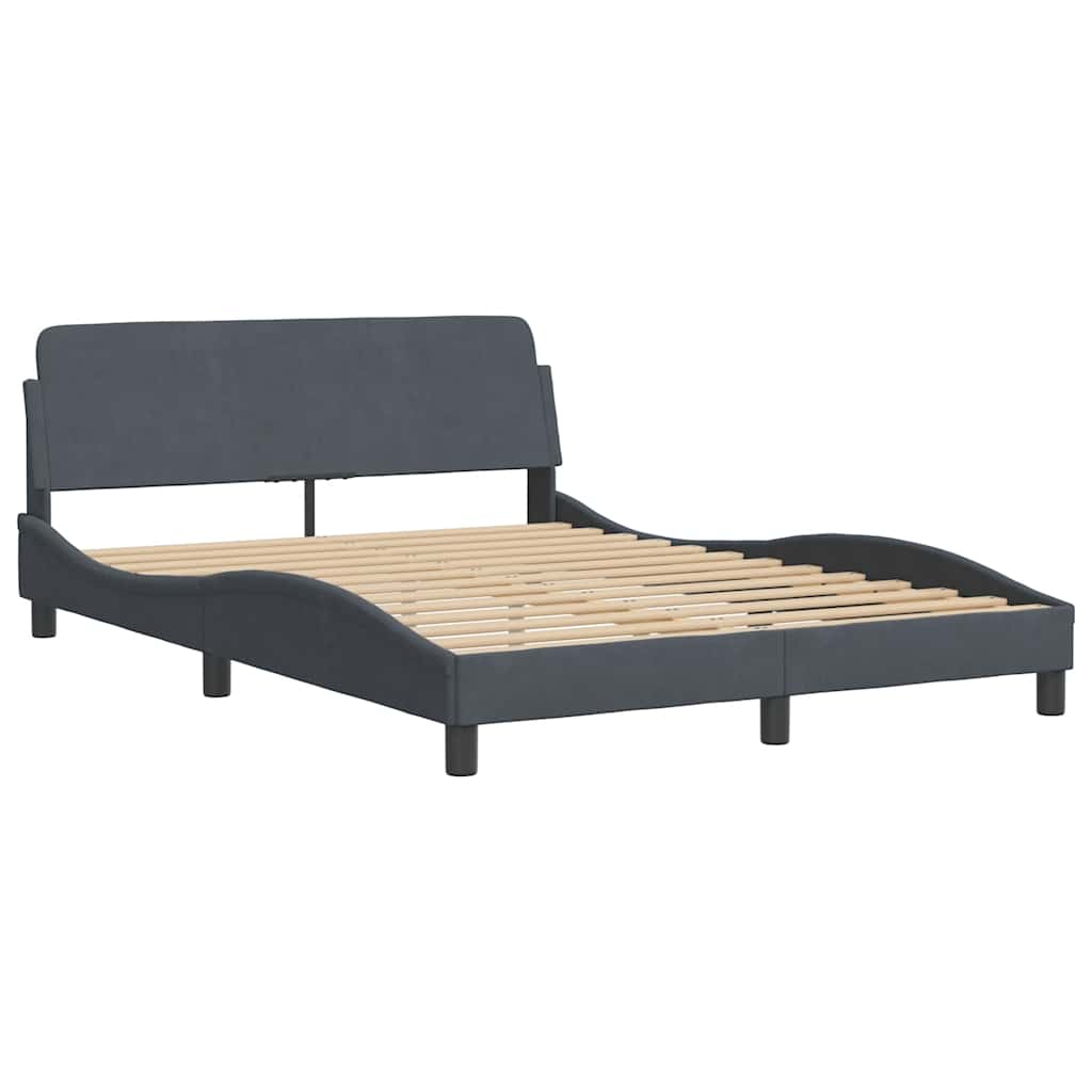 Bettgestell "Dover" Dunkelgrau 140x200 cm Samt