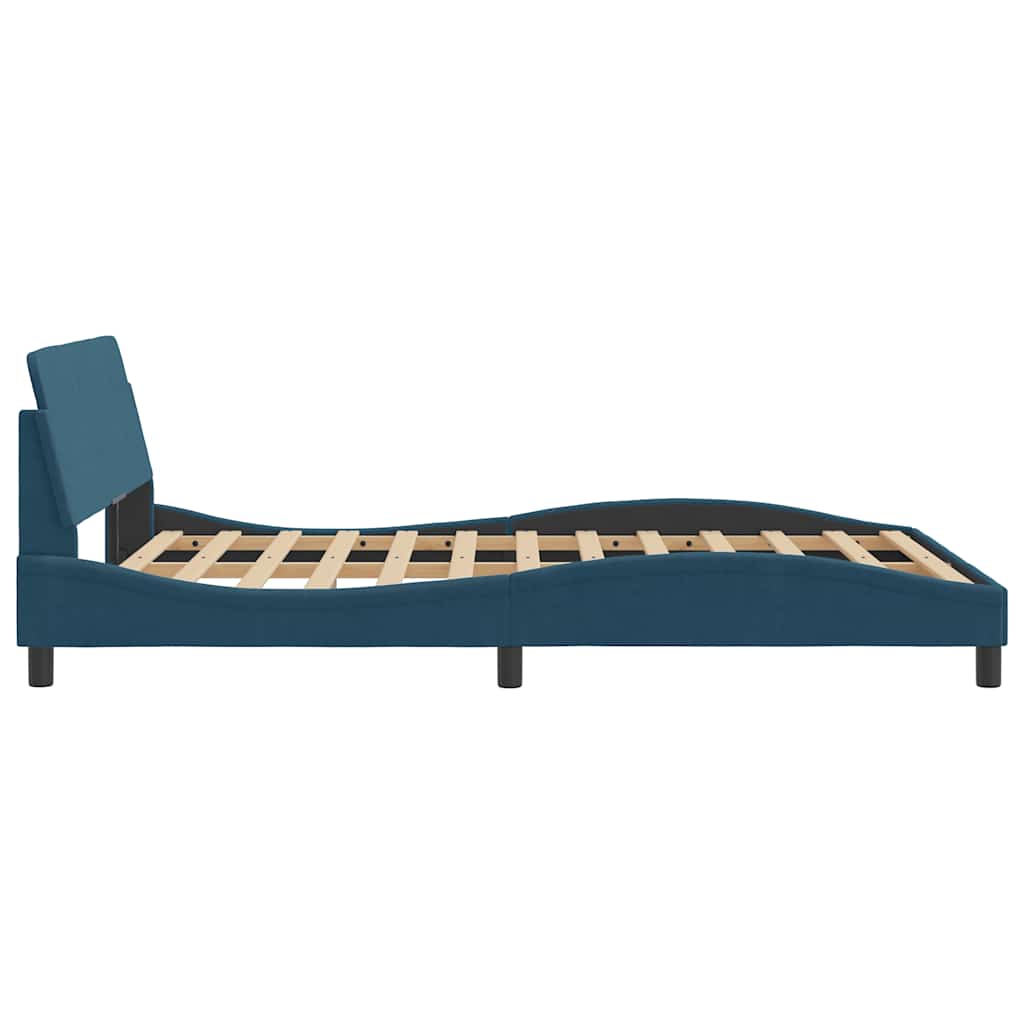 Bettgestell mit Kopfteil "Dover" Blau 140x200 cm Samt