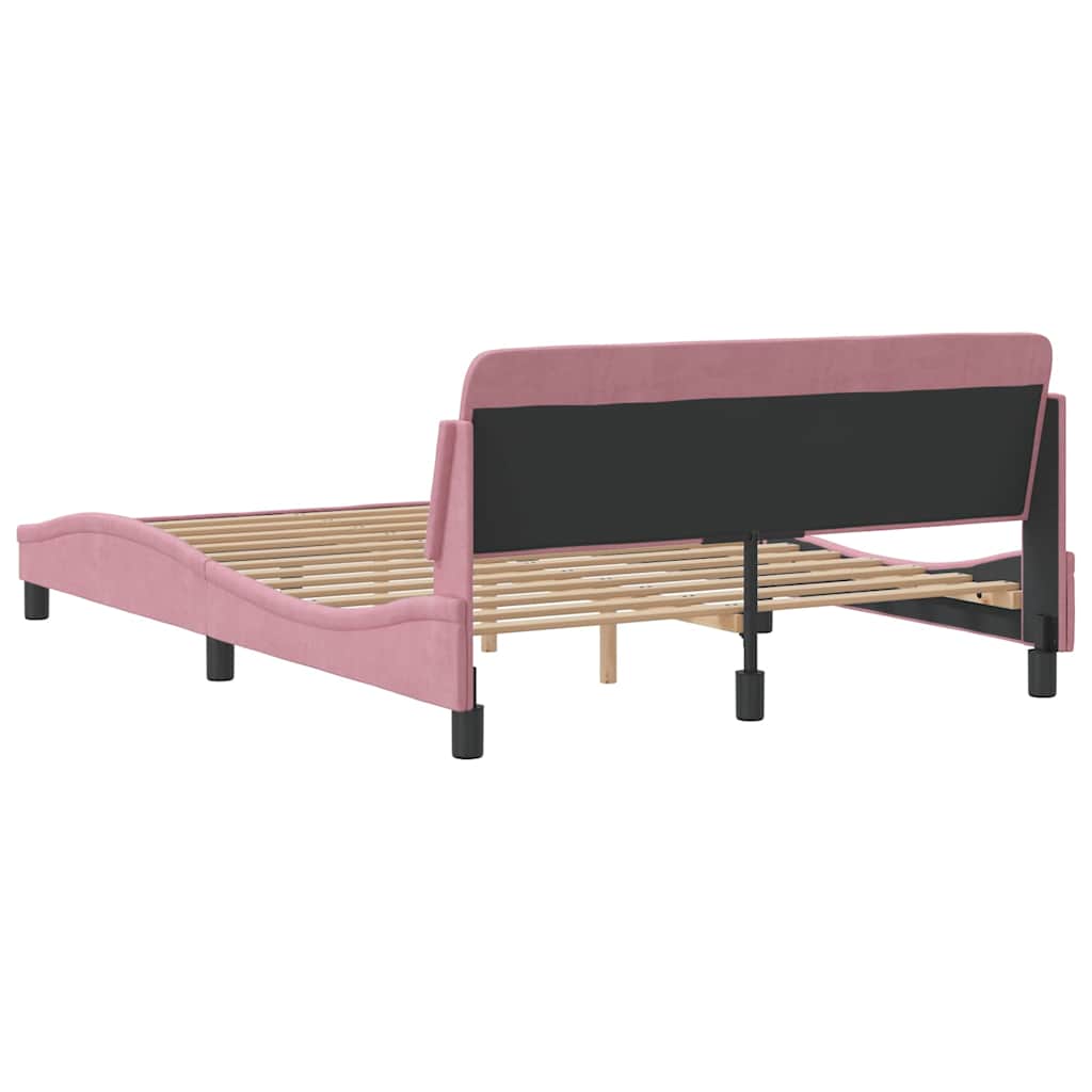 Bettgestell mit Kopfteil "Dover" Rosa 140x200 cm Samt