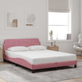 Bettgestell mit Kopfteil "Dover" Rosa 140x200 cm Samt
