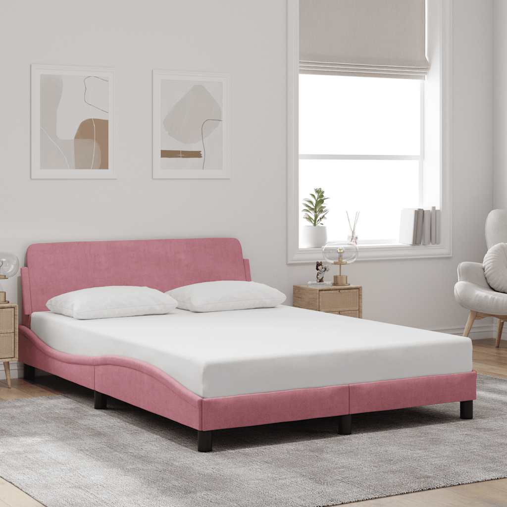 Bettgestell mit Kopfteil "Dover" Rosa 140x200 cm Samt