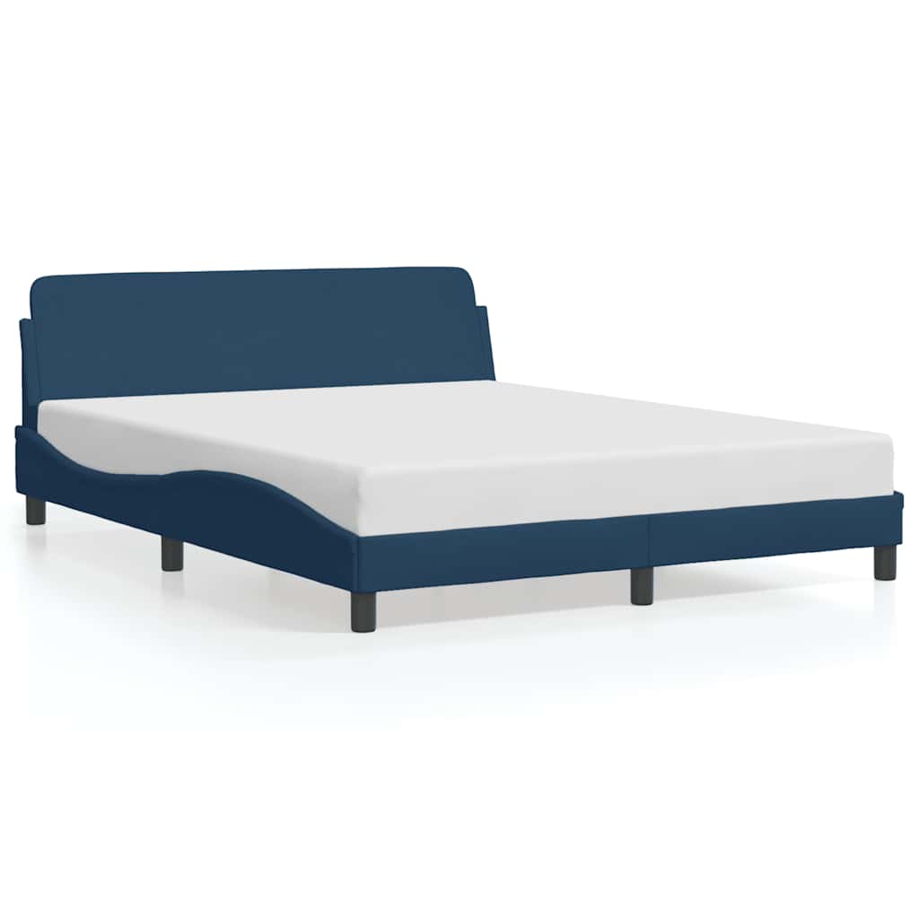 Bettgestell mit Kopfteil "Dover" Blau 160x200 cm Stoff