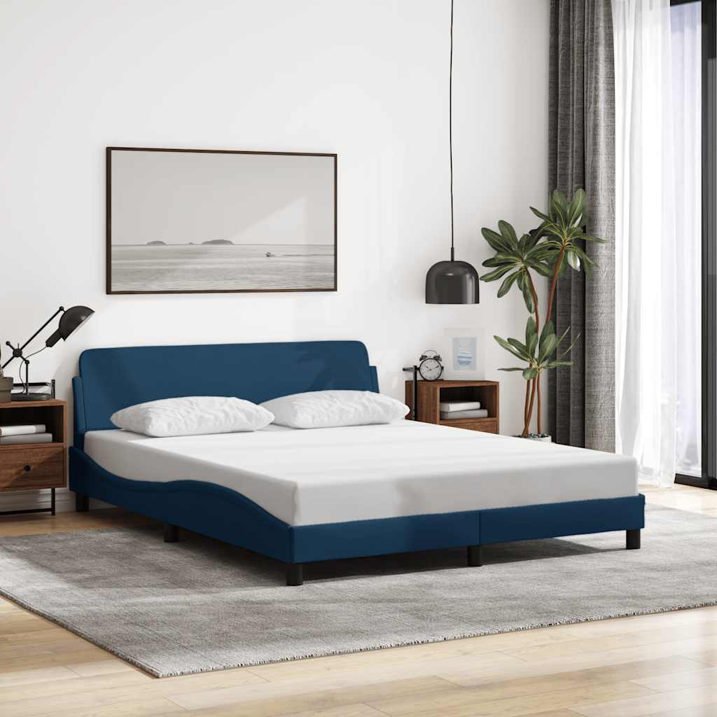 Bettgestell mit Kopfteil "Dover" Blau 160x200 cm Stoff
