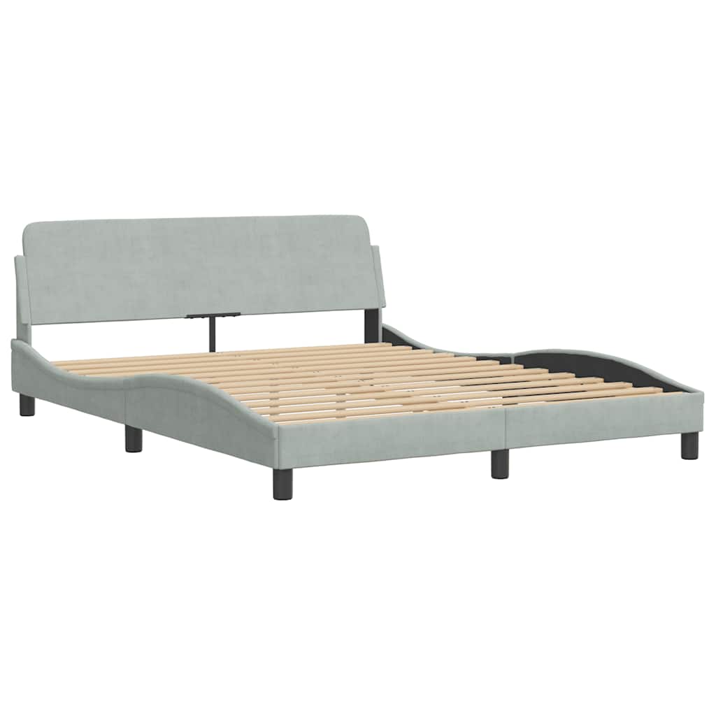 Bettgestell "Dover" Hellgrau 160x200 cm Samt