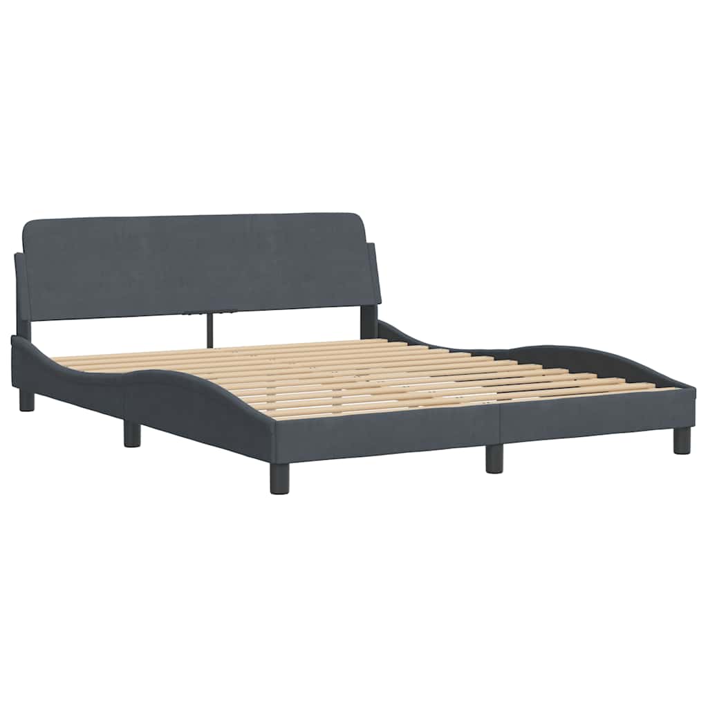 Bettgestell "Dover" Dunkelgrau 160x200 cm Samt