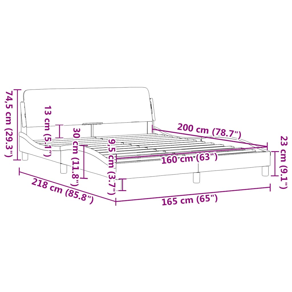 Bettgestell "Dover" Schwarz 160x200 cm Samt
