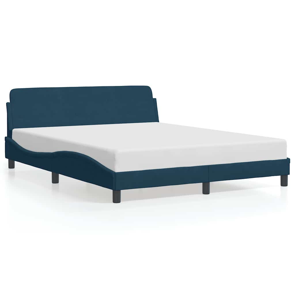 Bettgestell mit Kopfteil "Dover" Blau 160x200 cm Samt