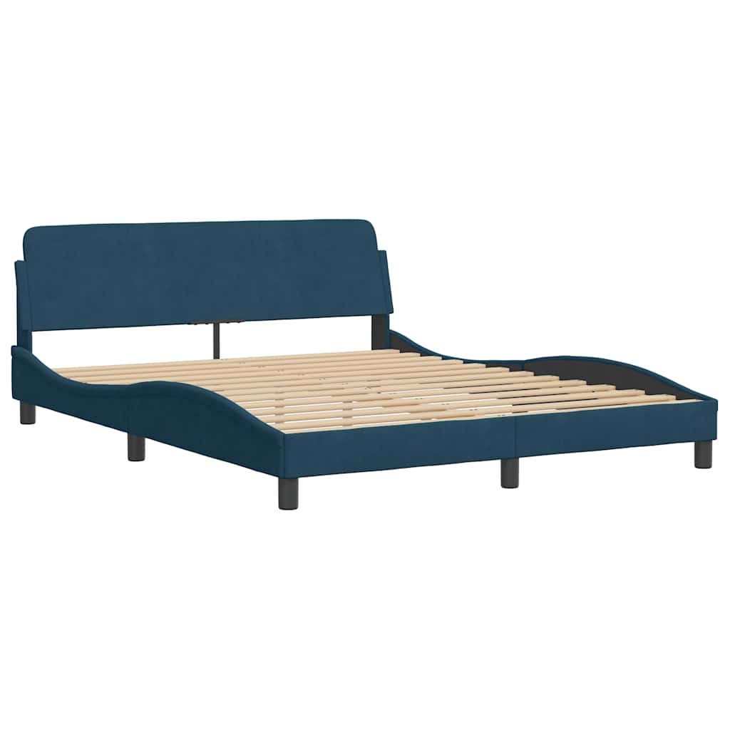 Bettgestell mit Kopfteil "Dover" Blau 160x200 cm Samt