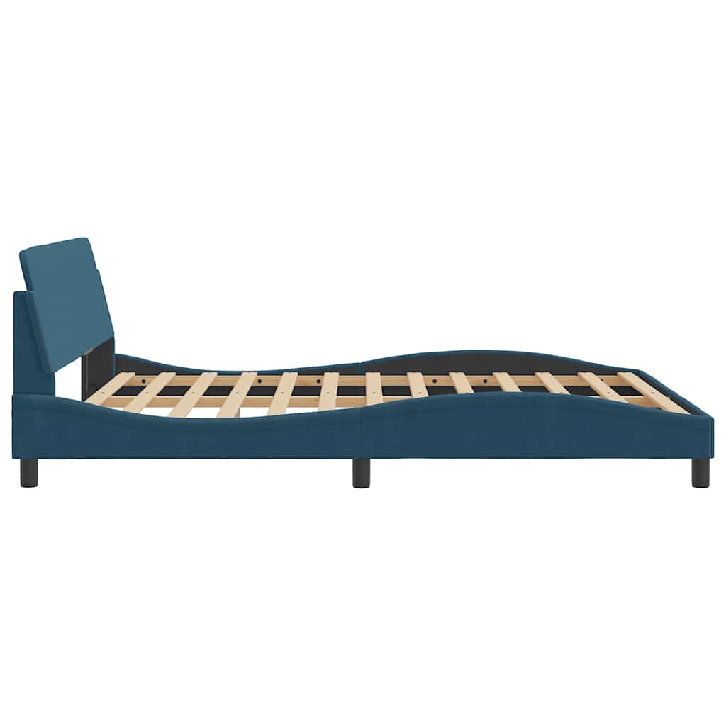 Bettgestell mit Kopfteil "Dover" Blau 160x200 cm Samt