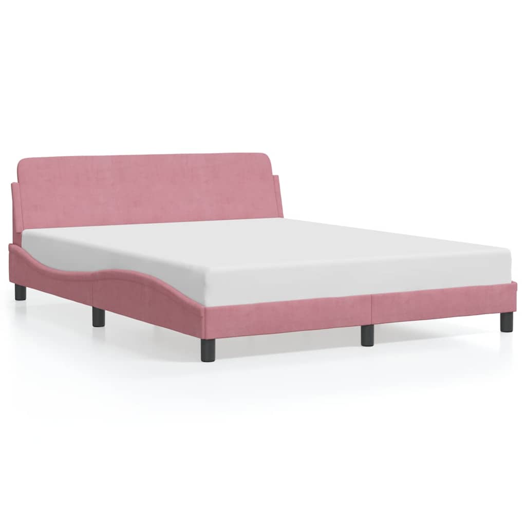 Bettgestell mit Kopfteil "Dover" Rosa 160x200 cm Samt
