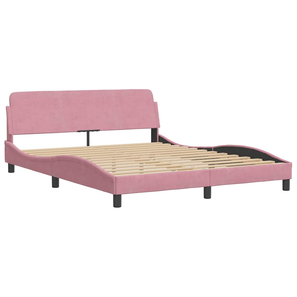 Bettgestell mit Kopfteil "Dover" Rosa 160x200 cm Samt