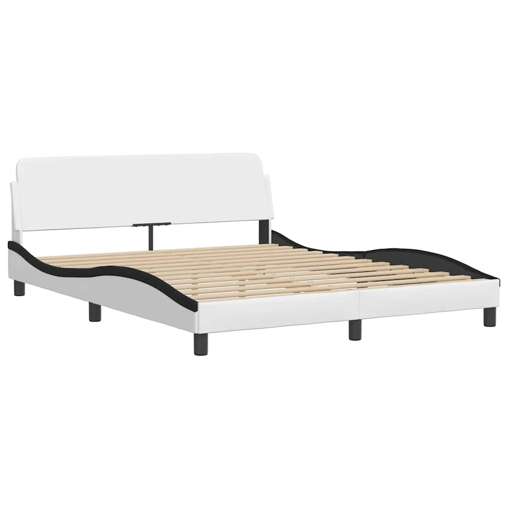 Bettgestell "Dover" Weiß und Schwarz 160x200 cm Kunstleder