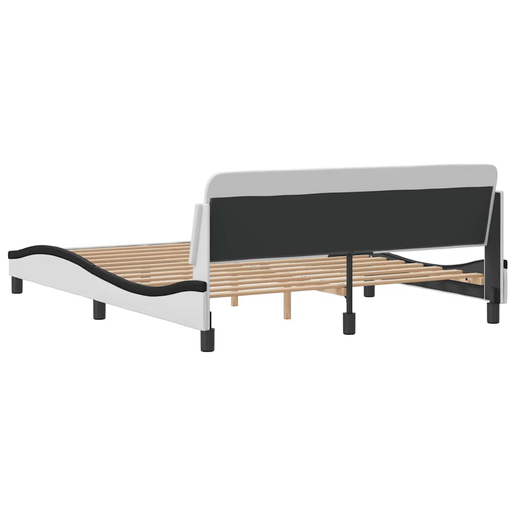 Bettgestell "Dover" Weiß und Schwarz 160x200 cm Kunstleder