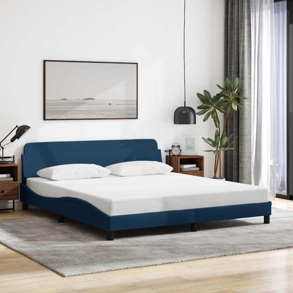 Bettgestell mit Kopfteil "Dover" Blau 180x200 cm Stoff