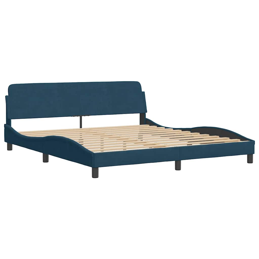 Bettgestell mit Kopfteil "Dover" Blau 180x200 cm Samt