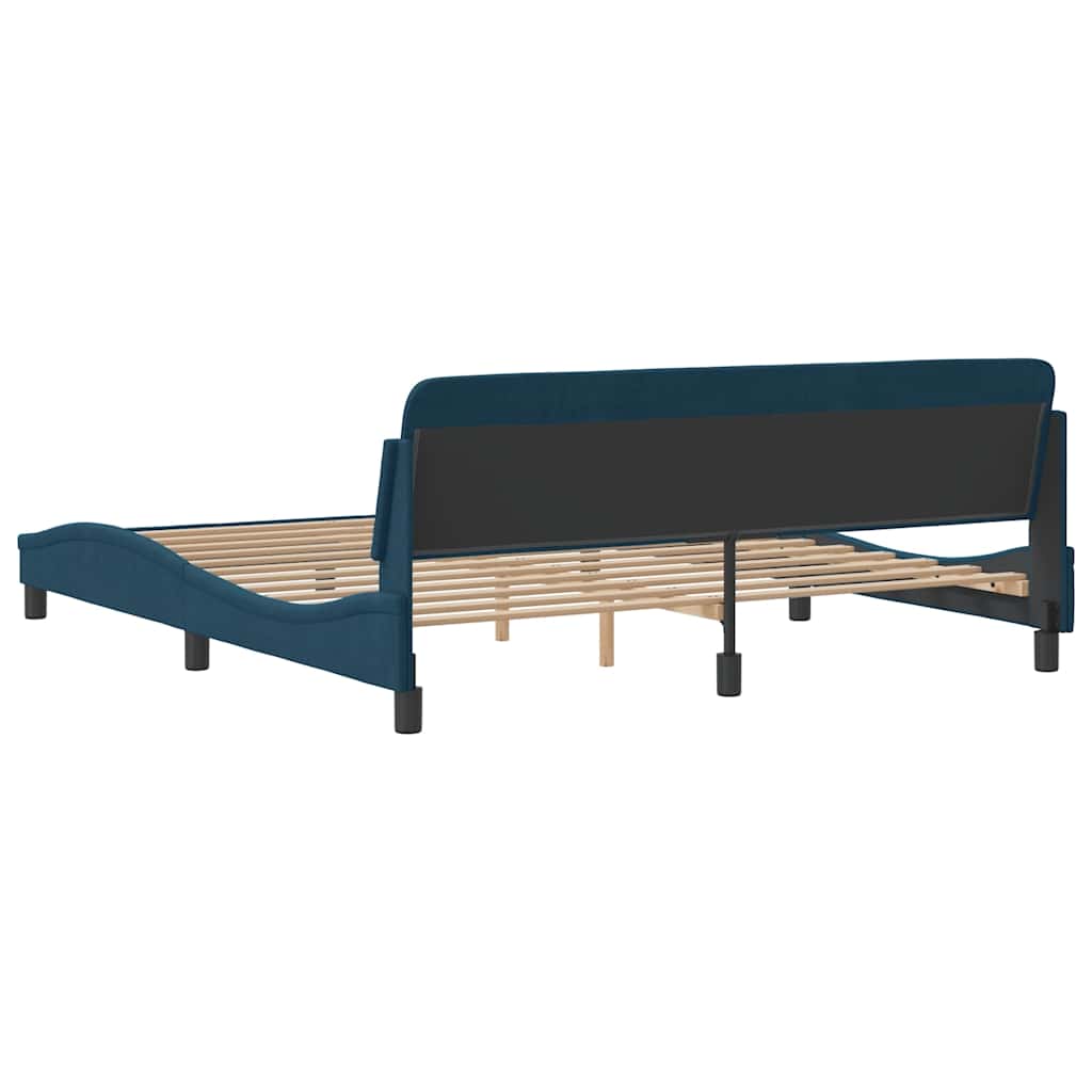 Bettgestell mit Kopfteil "Dover" Blau 180x200 cm Samt