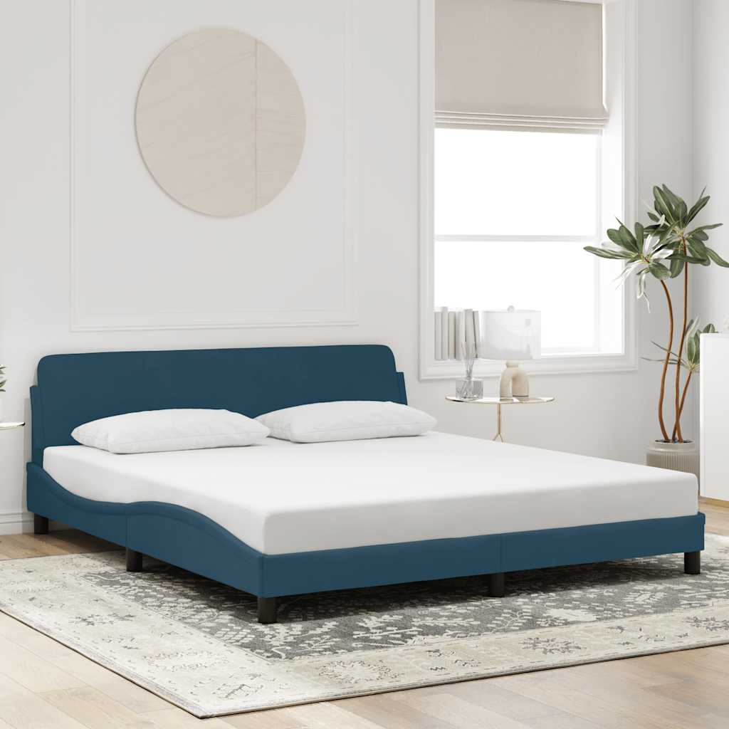 Bettgestell mit Kopfteil "Dover" Blau 180x200 cm Samt