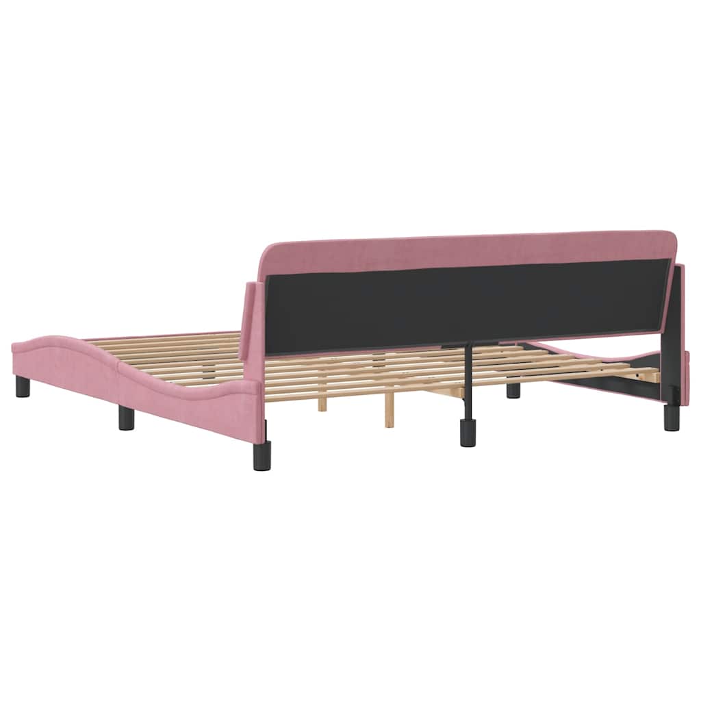 Bettgestell mit Kopfteil "Dover" Rosa 180x200 cm Samt