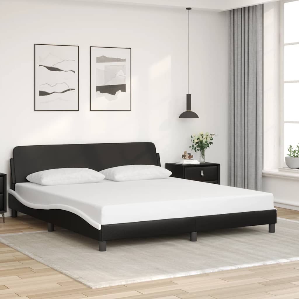 Bettgestell "Dover" Schwarz und Weiß 180x200 cm Kunstleder