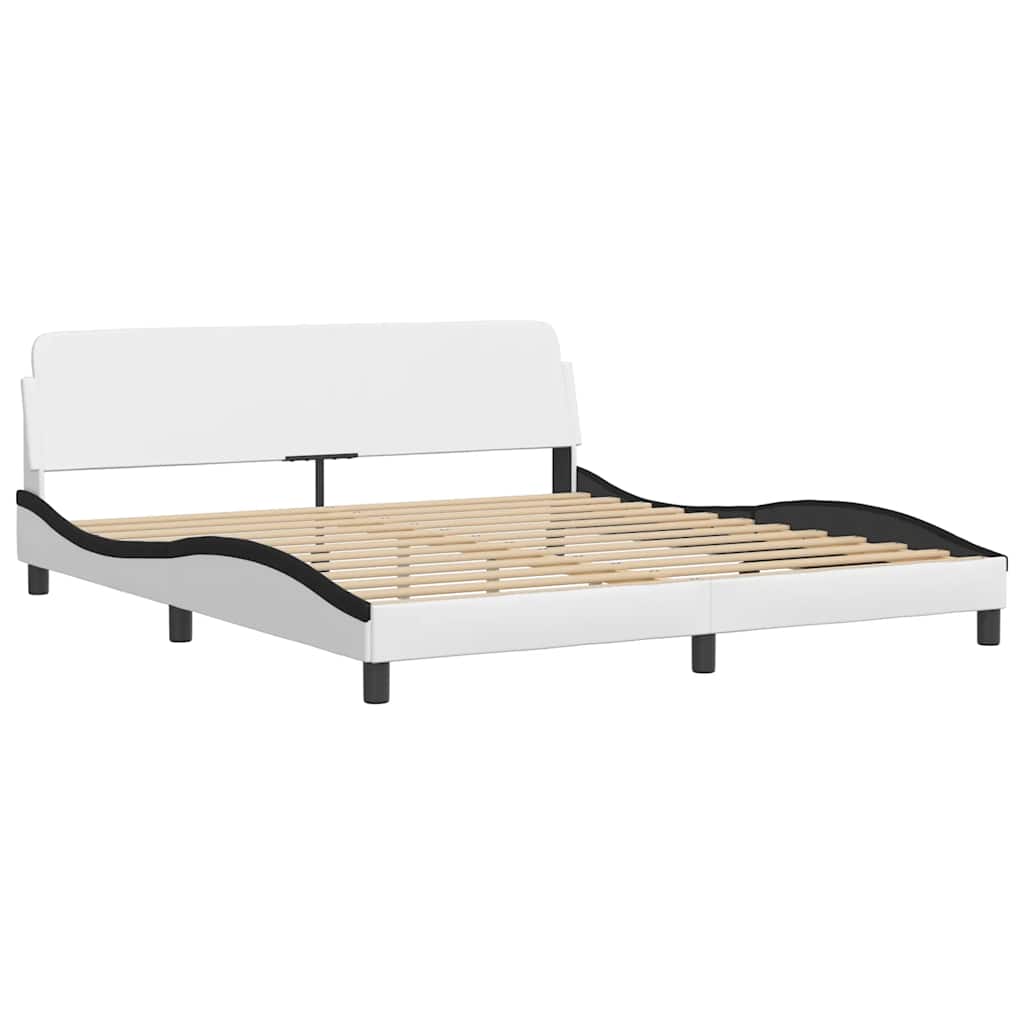 Bettgestell "Dover" Weiß und Schwarz 180x200 cm Kunstleder