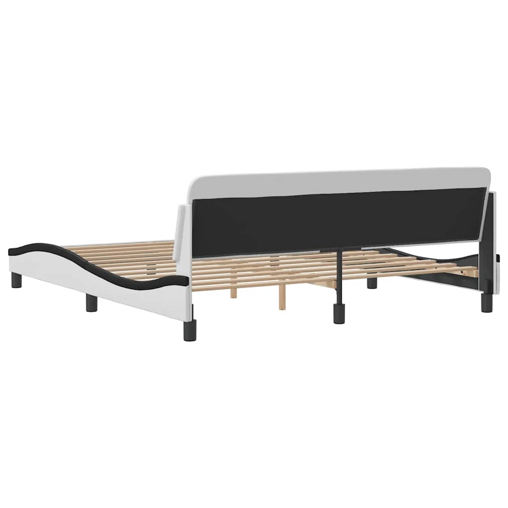 Bettgestell "Dover" Weiß und Schwarz 180x200 cm Kunstleder