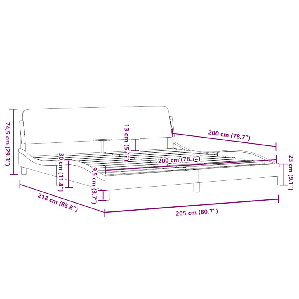 Bettgestell "Dover" Dunkelgrau 200x200 cm Stoff